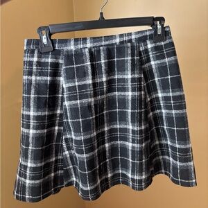 Lulus Black and White Plaid Skater Skirt